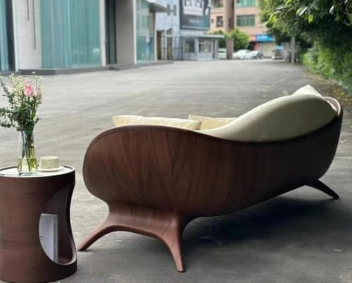 أريكة فاخرة بتصميم أنيق من خشب الجوز الأسود – مزيج...