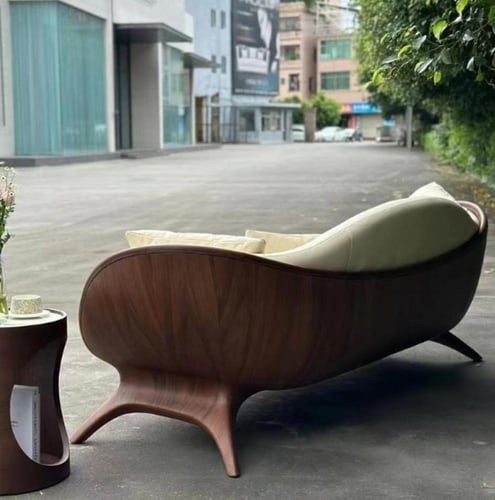 أريكة فاخرة بتصميم أنيق من خشب الجوز الأسود – مزيج...