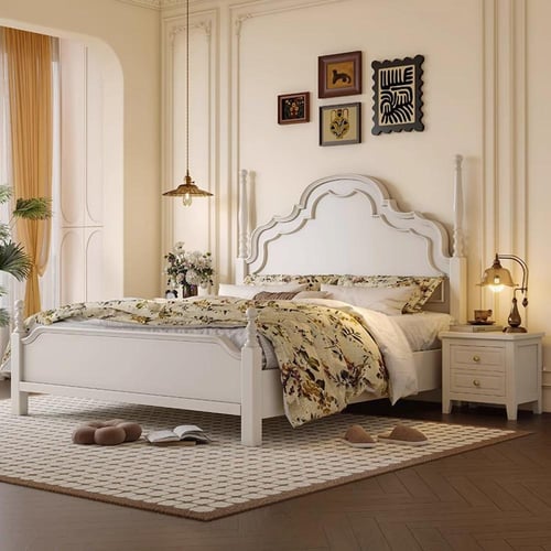 سرير فرنسي من الخشب الصلب،