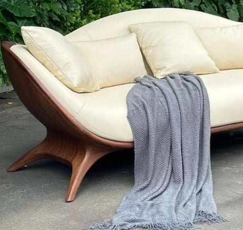 أريكة فاخرة بتصميم أنيق من خشب الجوز الأسود – مزيج...