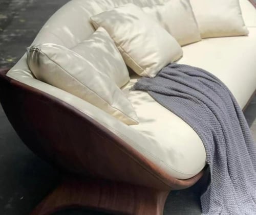 أريكة فاخرة بتصميم أنيق من خشب الجوز الأسود – مزيج...