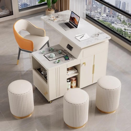 طاولة شاي وقهوة متحركه مرنه قابلة لتحويل لطاولة عم...