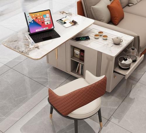 طاولة شاي وقهوة متحركه مرنه قابلة لتحويل لطاولة عم...