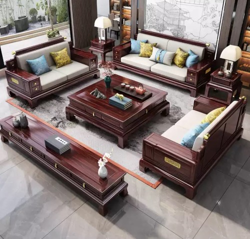 كنب طقم متكامل من الخشب الطبيعي