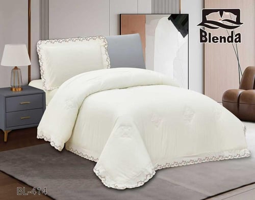 مفرش جولي نفر و نص 4 قطع مطرز