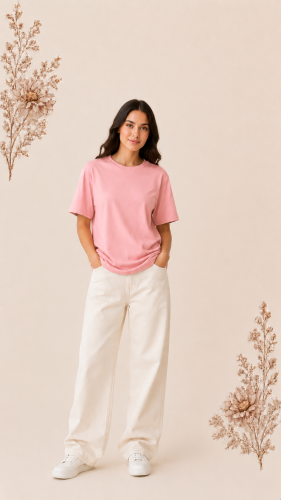 تيشيرت ساده pink أوفرسايز – قطن 100% بجودة عالية