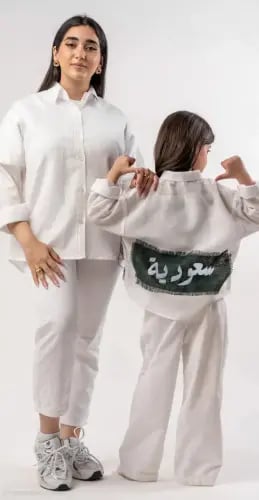 قميص كتان سعودي كم طويل