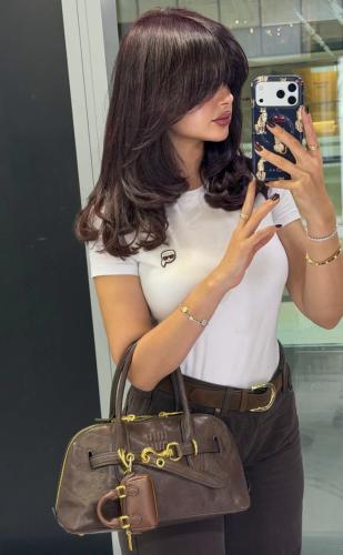 شنطة ميوميو بني بحزام