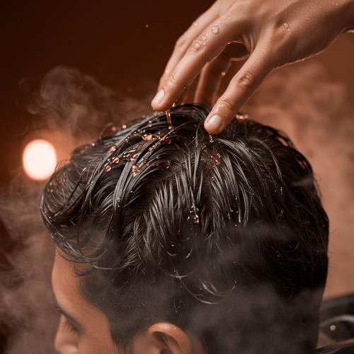 حمام زيت الشعر بالبخار