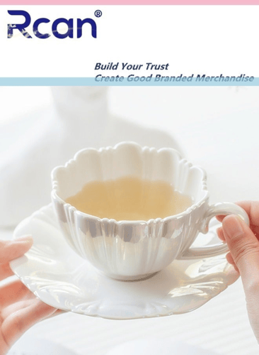 طقم أكواب قهوة بيضاء لؤلؤية