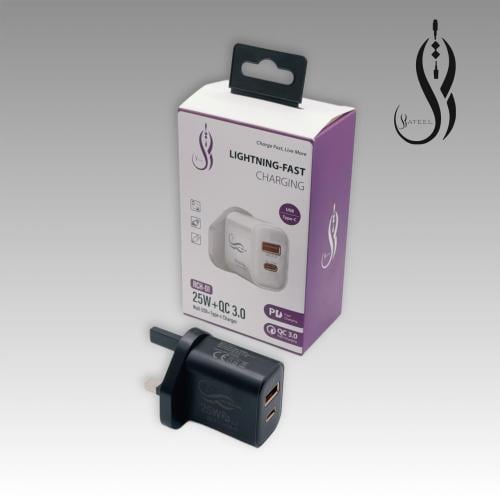 رأس شاحن 25 واط أسود