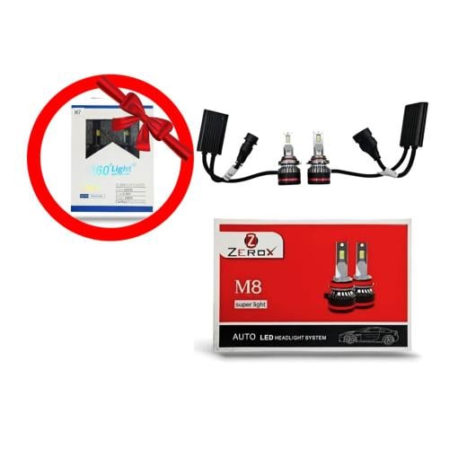 طقم لمبات امامية M8 زيروكس LED مع هدية مجانية طقم...