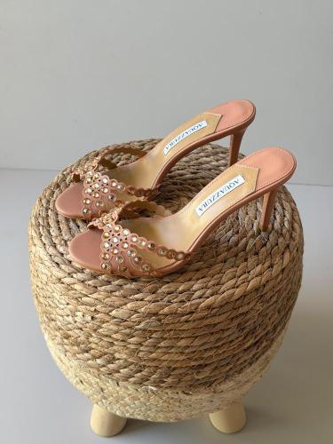Aquazzura Crystal Embellished Mule Heels