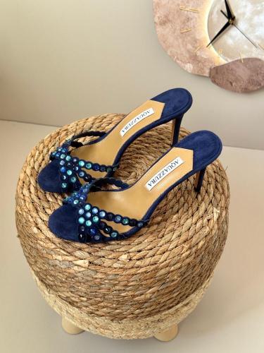 Aquazzura Crystal Embellished Mule Heels – Burgund...