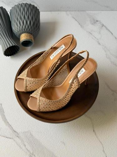 Aquazzura Crystal Mesh Slingback Heels