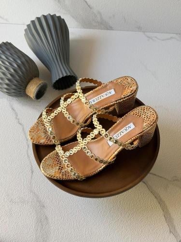 Aquazzura Crystal Embellished Block Heel Sandals