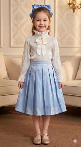 تنورة و بلوزة امواج البحر مع ربطة شعر