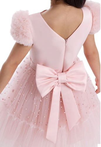 فستان زهري بالؤلؤ