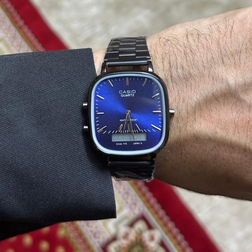 كاسيو ltp ( دبل تايم ) مينا ازرق سوار اسود