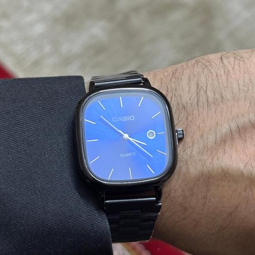 كاسيو ltp سوار اسود مينا ازرق