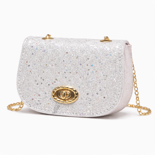 شنطة بناتي نسائية لامعة جليتر بسلسلة ذهبية