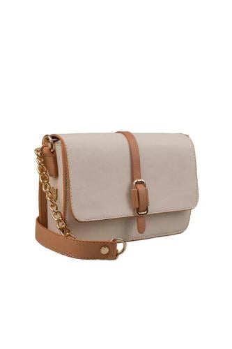 ليفيدور حقيبة مزدوجة اللون مع تفاصيل سلسلة - بيج