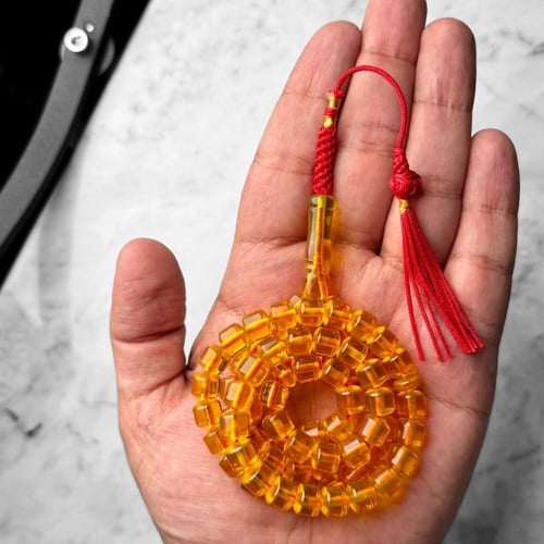 سبحة مستكة الماني شفاف تفاحي