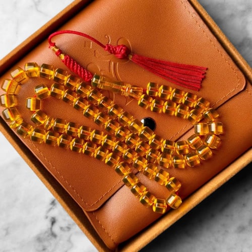 سبحة مستكة الماني شفاف تفاحي