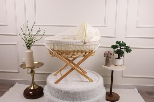 سلة موسى سرير مواليد خيزران قطن سكري أبو كورنيش بق...