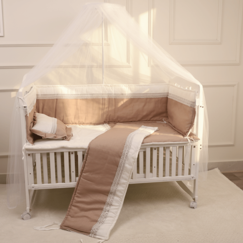 مفرش سرير مواليد لينن 6 قطع مقاس 120*60 مع ناموسية...