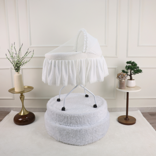 سرير شيال للأطفال بقاعدة متنقلة قماش حبوب رمان ونا...