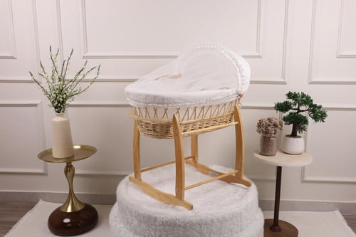 سلة موسى سرير مواليد خيزران قماش حبوب الرمان أوف و...