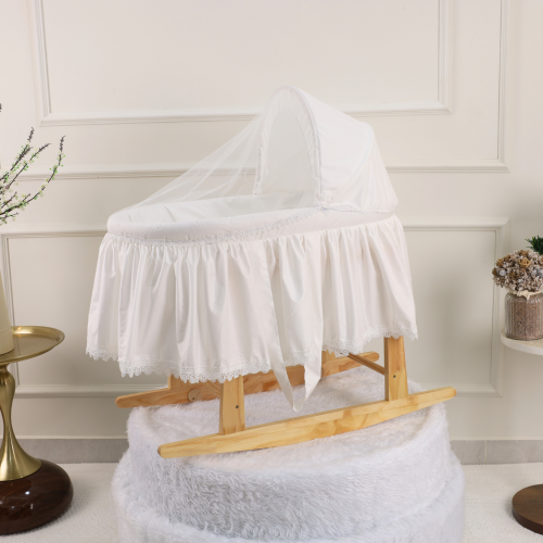 سرير شيال للأطفال بقاعدة هزاز خشبية مهد مواليد قطن...