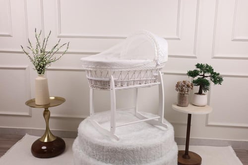 سلة موسى سرير مواليد خيزران قماش حبوب الرمان أوف و...