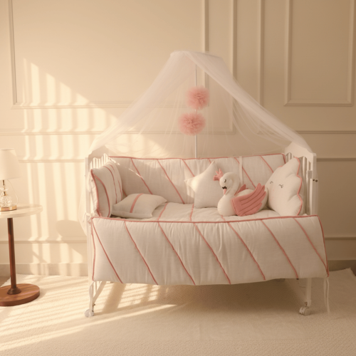 مفرش سرير مواليد لينن فاخر 12 قطعة مقاس 120*60 مع...