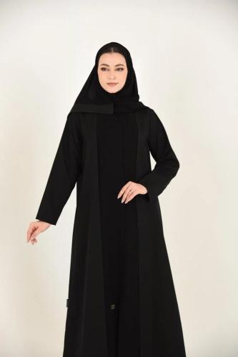 عباية كريب بتفصيل قماش حريري المنتصف