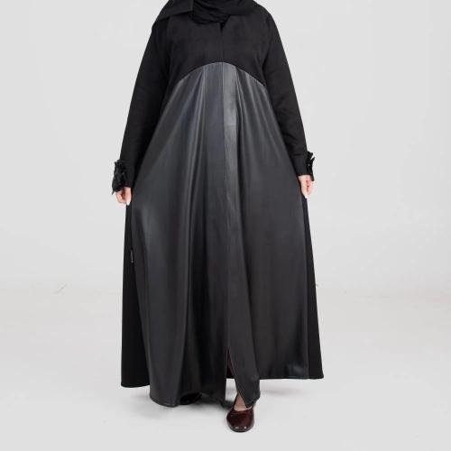 عباية لف شتوية من الشامواه والجلد