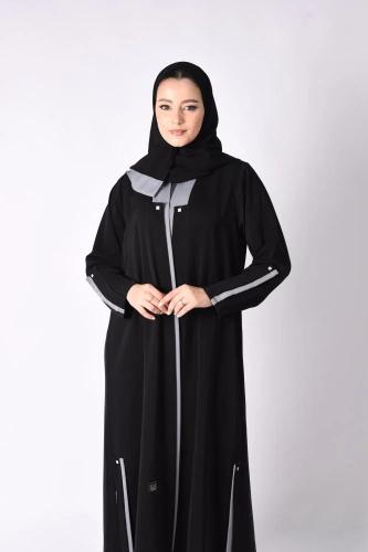 عباية سوداء كاجوال ناعمة بلمسة سماوية