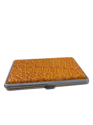 حافظة سجائر جلد سليم لامع اصفر