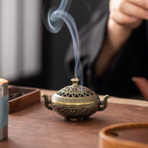 حامل أعواد البخور النحاسي صغير بتصميم نيبالي للمنزل واليوغا