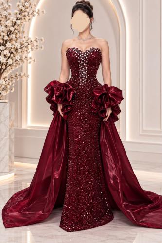 فستان سهرة كلفه تطريز كرستال على دبل كلوش جازار