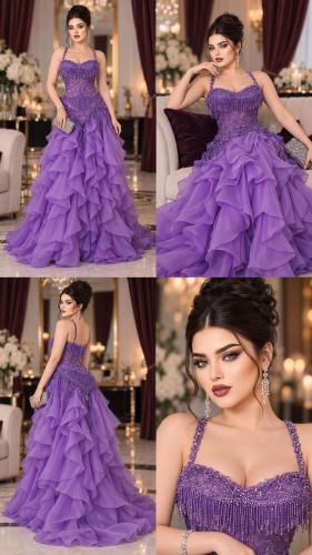 فستان موف شك سهرة هدب على جازار لمعه