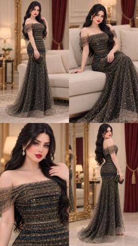 فستان سهرة بني شك سهرة فرازتشي فاخر