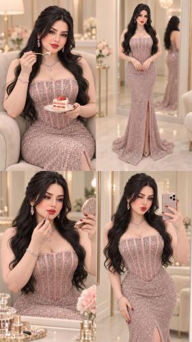 فستان سهرة لحمي كلفه شك كلوش،