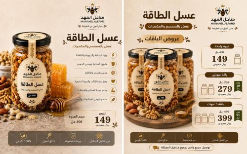 خلطة العسل بالمكسرات والسمسم | عبوتين
