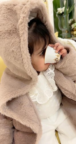 فروه شتوي للأطفال بناتي مع تطريز