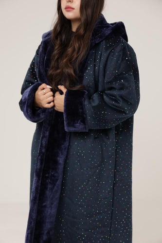 فروه نسائي قماش مخمل كريستال ملون