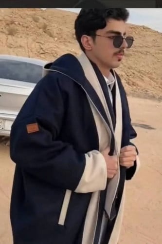 فروه رجالية دبل فيس مع شال سكري وكحلي