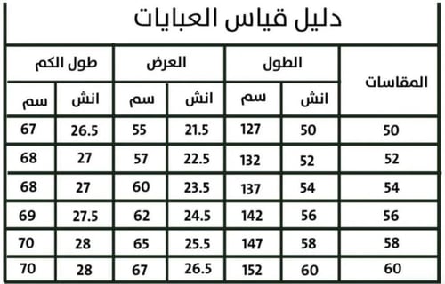 عباية دبل كلوش مع أكمام متصله بالابهام