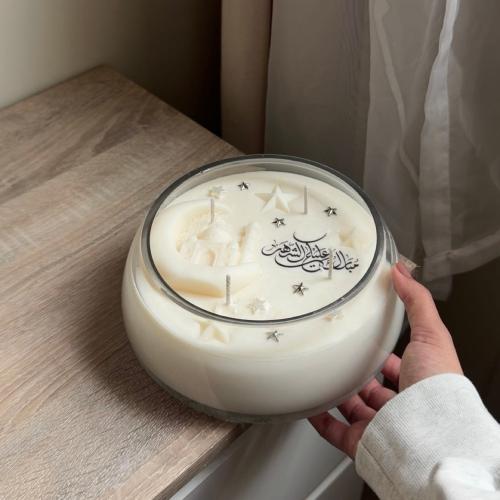 شمعة رمضان معطرة بزجاج فاخر.. مع بوكس رمضاني
